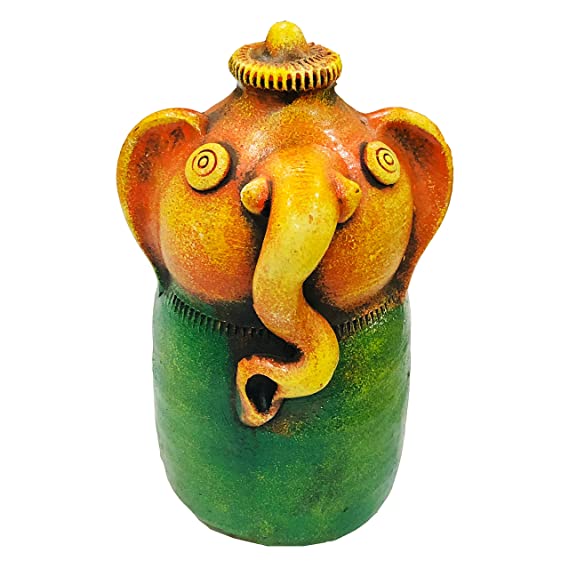 Handcrafted Terracotta Money Bank, Coin Holder, Piggy Bank, Mitti Ki Gullak, Coin Box, Money Box - Gift Items for Kids and Adults (Shape : Ganesh Ji) (Multicolor)
