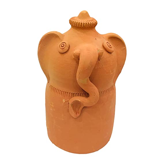 Handcrafted Terracotta Money Bank, Coin Holder, Piggy Bank, Mitti Ki Gullak, Coin Box, Money Box - Gift Items for Kids and Adults (Shape : Ganesh Ji) (Terracotta)