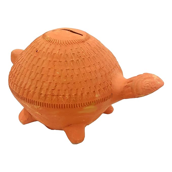 Handcraft Terracotta Money Bank, Coin Holder, Piggy Bank, Mitti Ki Gullak, Coin Box, Money Box - Gift Items for Kids and Adults (Shape : Turtle) (Terracotta)