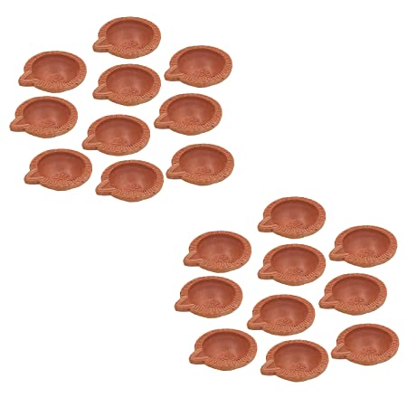Handcrafted Terracotta Earthen Clay Small Diwali Mitti Diya, Tealight Holder for Dipawali Pooja (Natural Brown, Pack of 20)