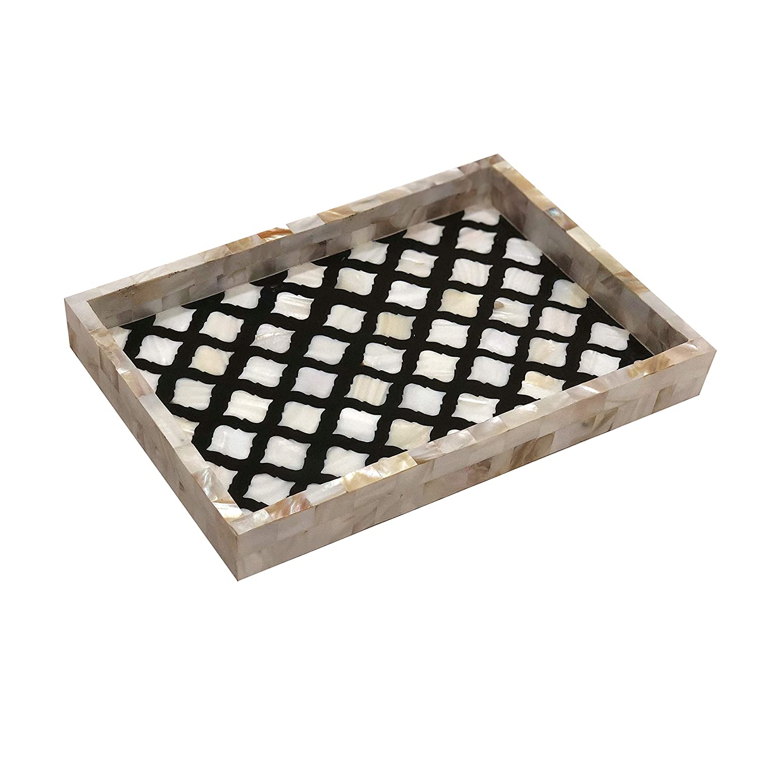 Mother of Pearl Serving Tray Handmade Handcrafted, Home Decor, Kitchen & Dining,Tableware, Serving Tray, Premium Tableware (Size : 8x12 Inches.)