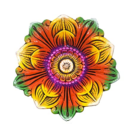 Handmade Handpainted Terracotta/Earthen Clay Decorative Big Diwali Diya/Tealight for Dipawali Pooja/Puja {Size[LxWxH(in Cms.)]-15x15x4}