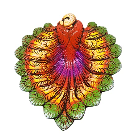 Handmade Handpainted Terracotta/Earthen Clay Decorative Diwali Diya/Tealight for Dipawali Pooja/Puja {Size[LxWxH(in Cms.)]-19x18x6.5}