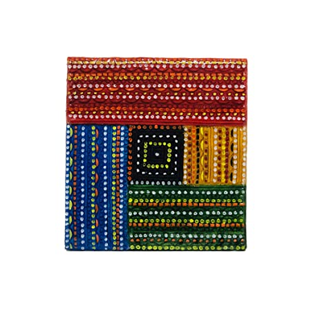 Handcrafted Ceramic Art On Wood Base Wall Hanging for Home Decor/Wall Decor/Wall Hanging (Color: Multi) (Size : 6 Inches.x6 Inches.)