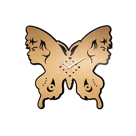 Butterfly Shape Wooden Wall Clock, Modern Wall Clock (35Cmx35Cmx2Cm) - Color : Natural