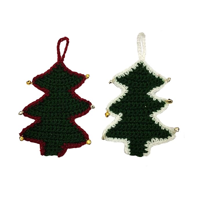  Handcrafted Crochet Art Miniature Christmas Tree Ornament for Christmas Decor/Home Decor (Pack of 2)