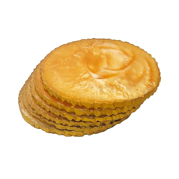  Premium Handmade Oval Gold Resin Coaster Set, Tea Coasters, Chai Coasters, Coffee Coasters (Set of 6, Size : 4.5 Inches.) (Orange)