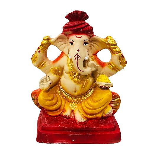  Eco-Friendly Ganpati Idol – 8.5 Inch Biodegradable Clay Ganesha Murti for Visarjan at Home | Kachi Mitti Natural Water-Soluble Ganesh Statue for Ganesh Chaturthi (Multicolor)