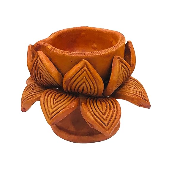  Handcrafted Terracotta Earthen Clay mud Handmade Home Decorative Diwali Diya (Color : Terracotta) (Terracotta-DD3)