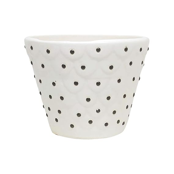 Ceramic Planter Pot Indoor Ourdoor Plants,Home and Garden Decor, Decorative Succulents Pot (Size : 5 Inches) (White)