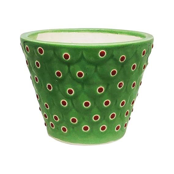 Ceramic Planter Pot Indoor Ourdoor Plants,Home and Garden Decor, Decorative Succulents Pot (Size : 5 Inches) (Green)